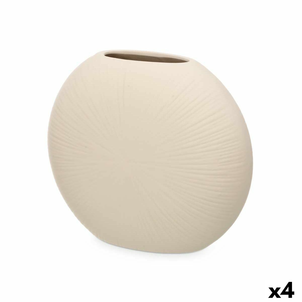 Vaso Gift Decor Beige Ceramica Circolare 29 x 26 x 11 cm (4 Unità)