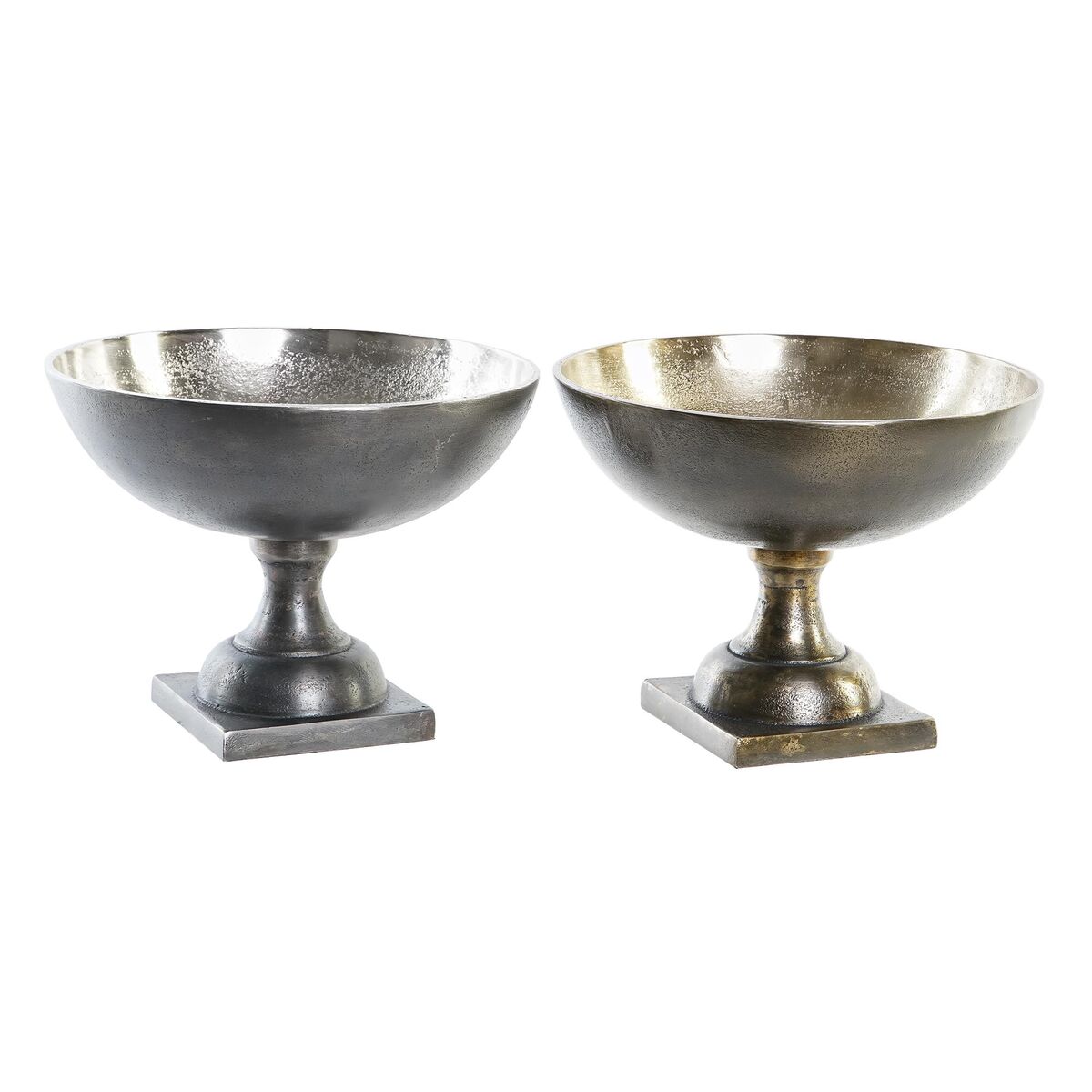 Centrotavola DKD Home Decor Dorato Argentato Alluminio 25 x 25 x 19 cm (2 Unità)