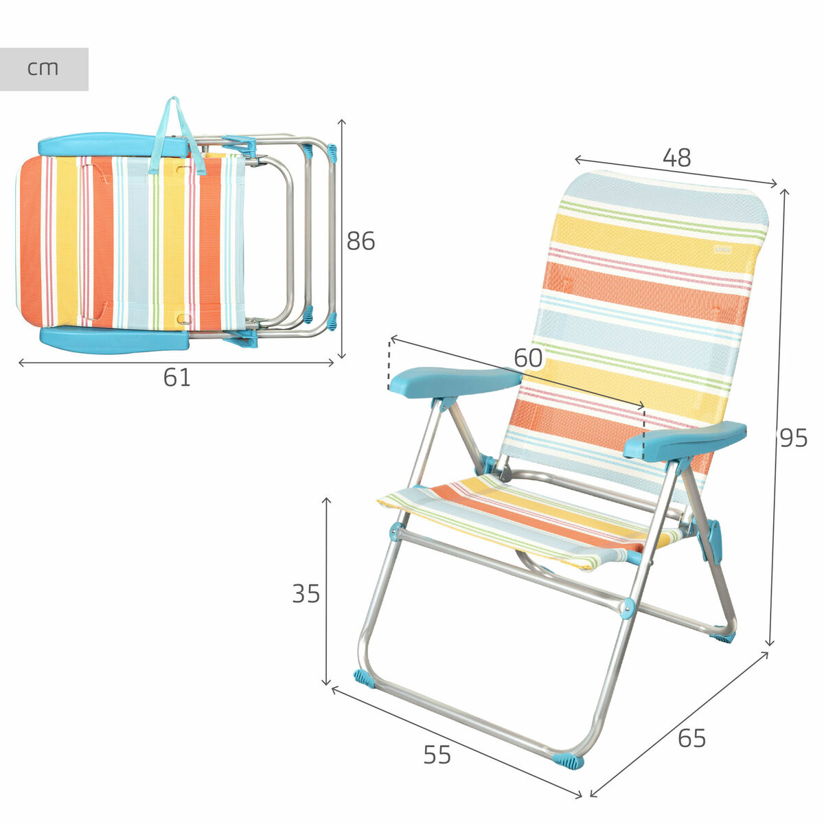 Sedia da Spiaggia Aktive 48 x 95 x 65 cm (4 Unità) - Image 5