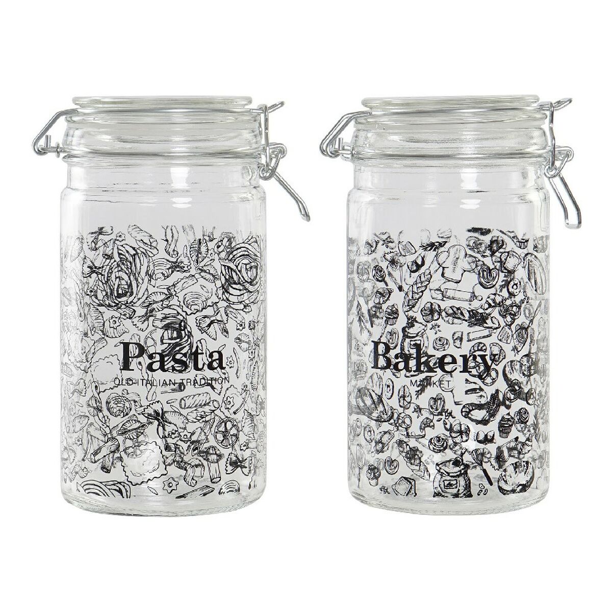 Barattolo DKD Home Decor Cristallo Nero Ferro (10 x 12,5 x 20 cm) (1 L) (2 Unità) 10 x 12.5 x 20 cm 1 L (2 pcs)