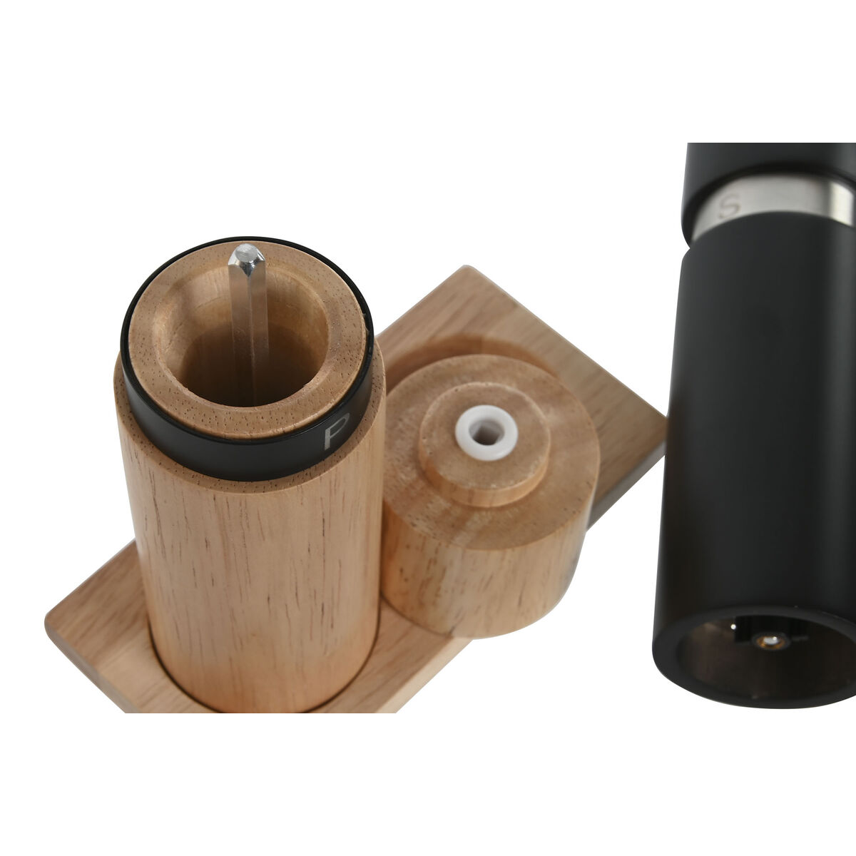 Set Sale e Pepe Home ESPRIT Nero Naturale Acciaio inossidabile Legno d'albero della gomma 14 x 7 x 16,5 cm - Image 4