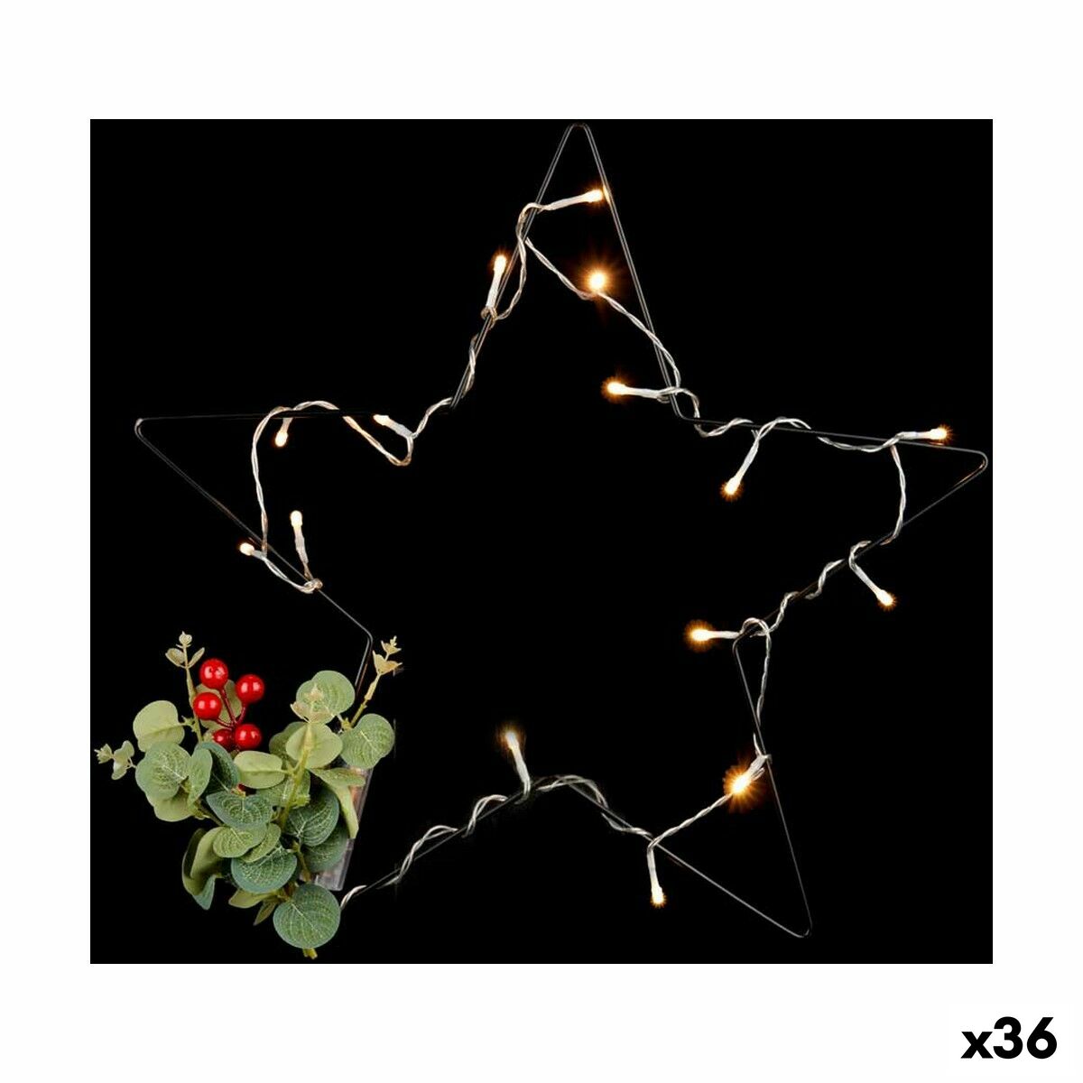 Stella di Natale Krist+ Nero Rosso Verde 45 x 45 x 5 cm Luce LED (36 Unità)