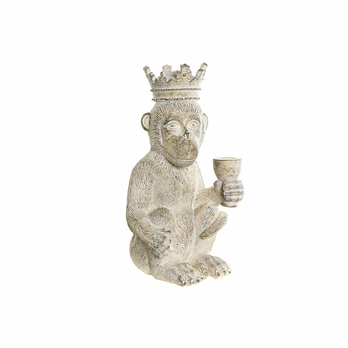 Statua Decorativa DKD Home Decor Bianco Scimmia Tropicale Decapaggio 16 x 15 x 30 cm
