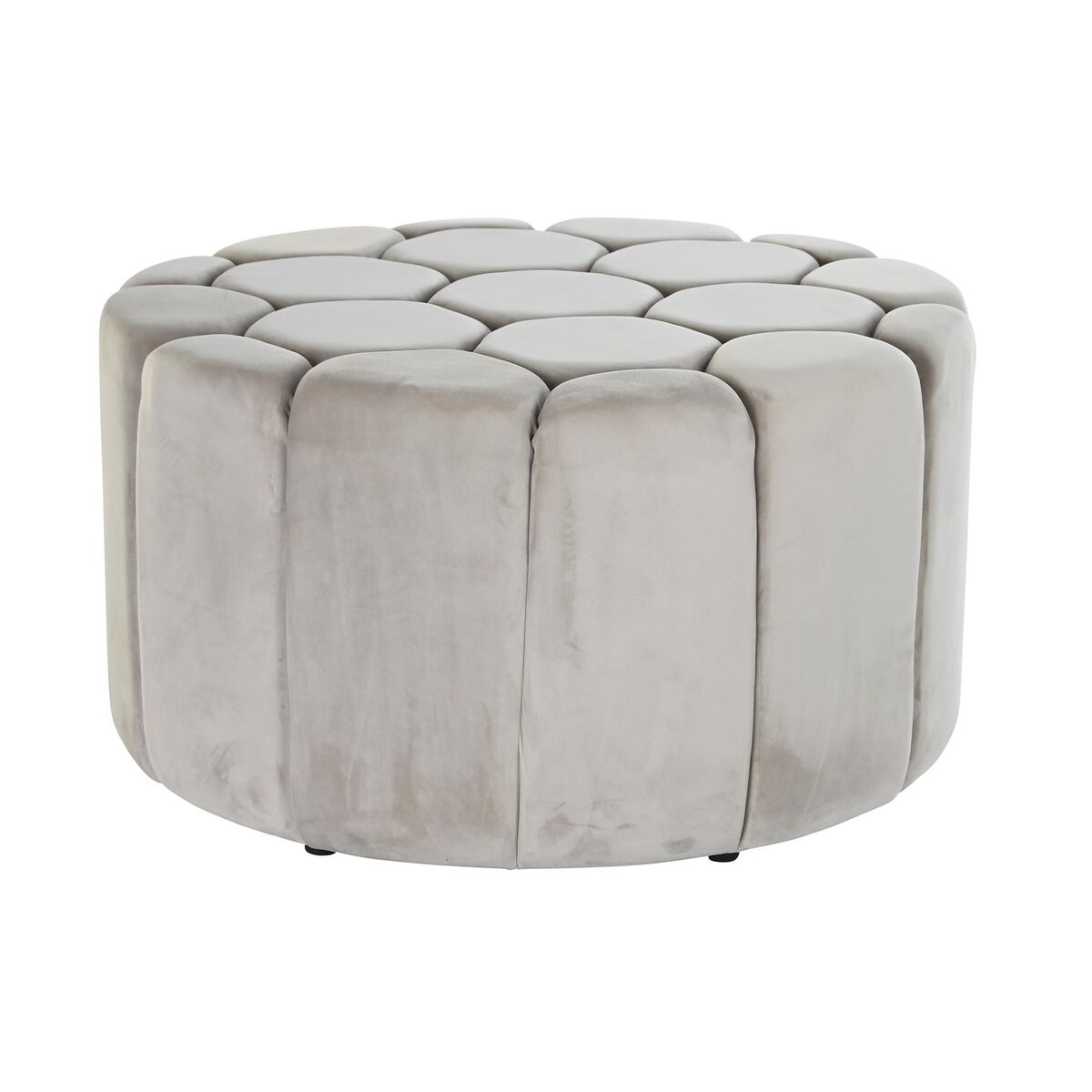 Poggiapiedi DKD Home Decor Beige Poliestere Legno MDF (86 x 86 x 48 cm)