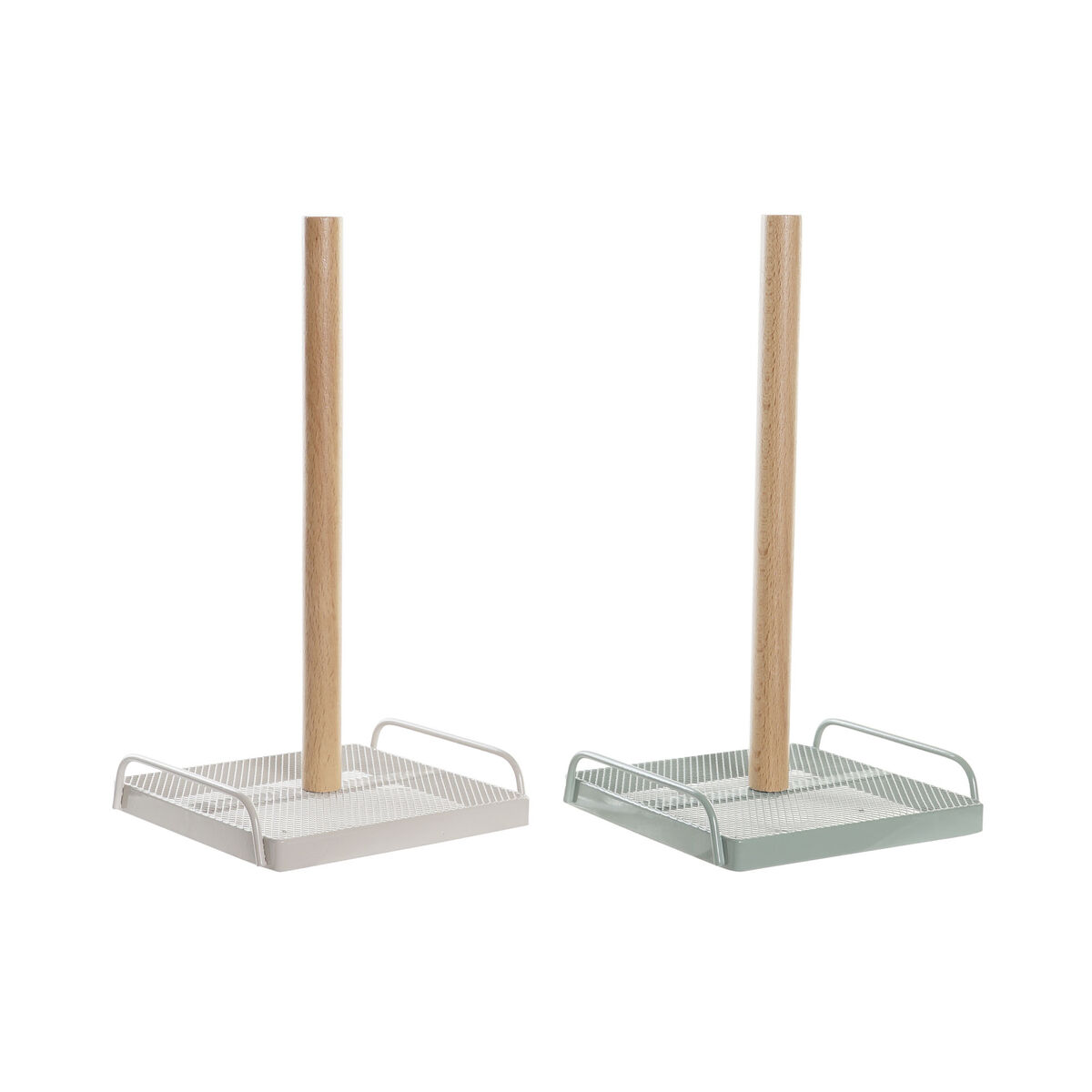 Portarotolo di Carta da Cucina DKD Home Decor Beige Metallo Menta Pino (16 x 15 x 29,5 cm) (2 Unità)