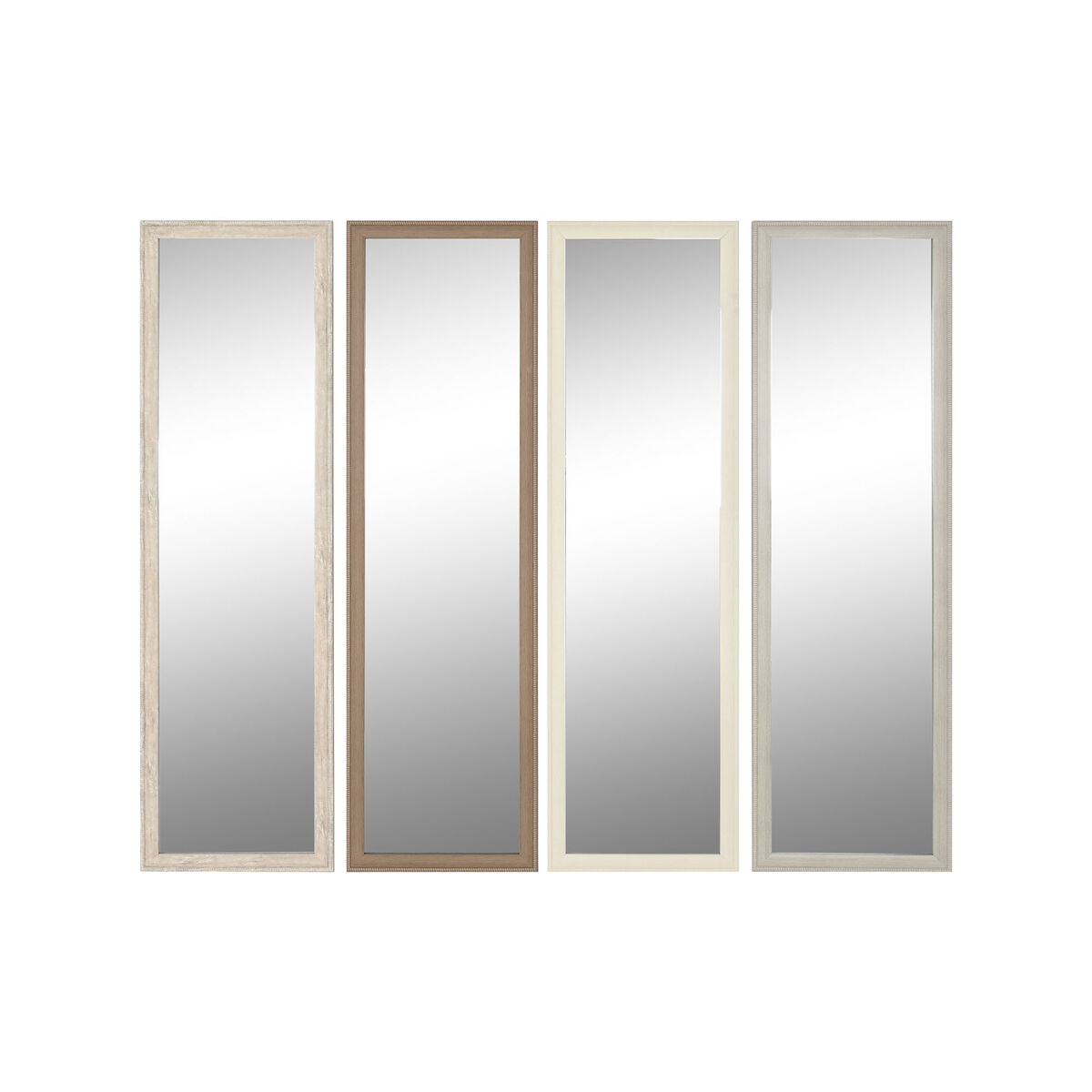 Specchio da parete Home ESPRIT Bianco Marrone Beige Grigio Cristallo polistirene 36 x 2 x 125 cm (4 Unità)