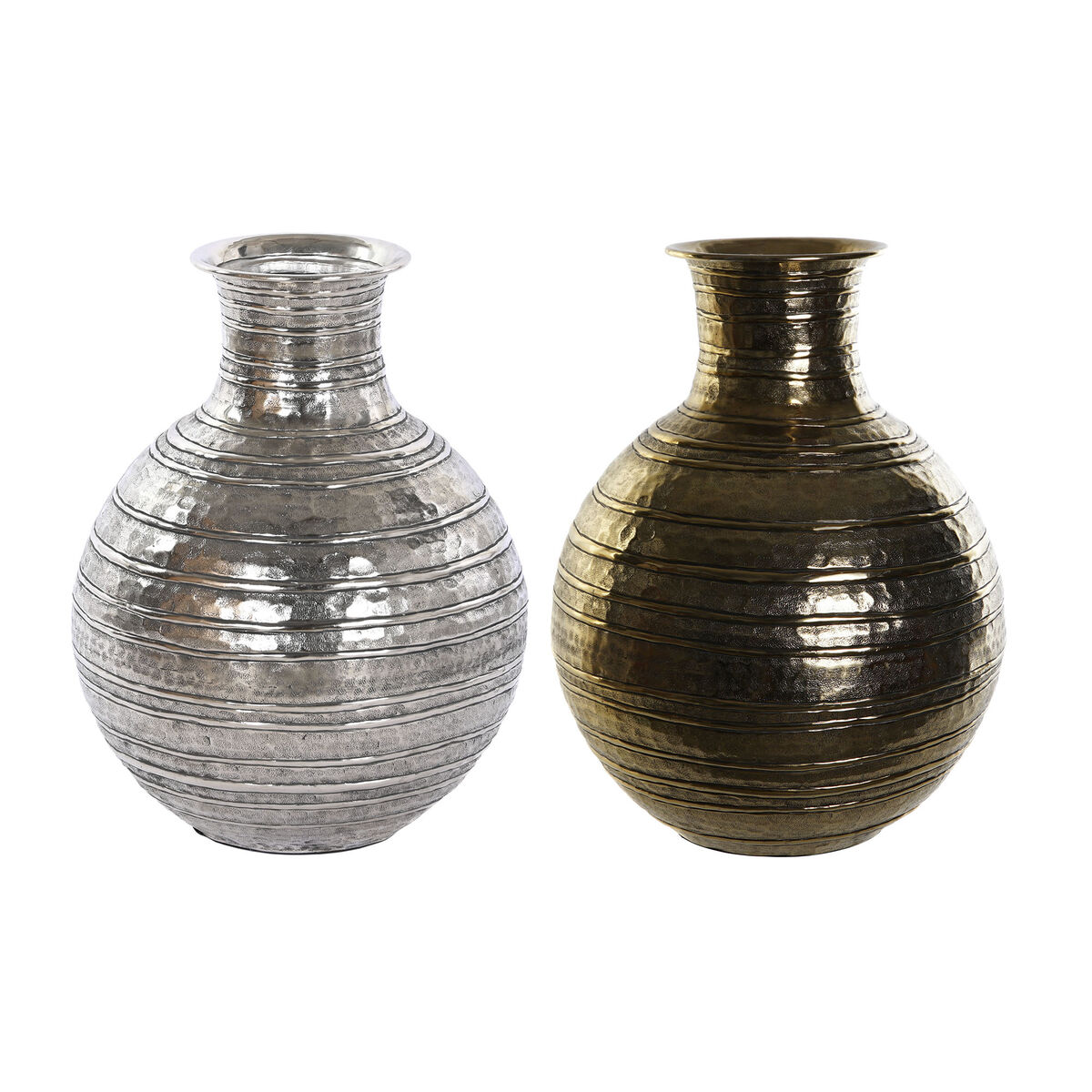 Vaso DKD Home Decor Dorato Argentato Alluminio Moderno Finitura invecchiata 38 x 38 x 50 cm (2 Unità)