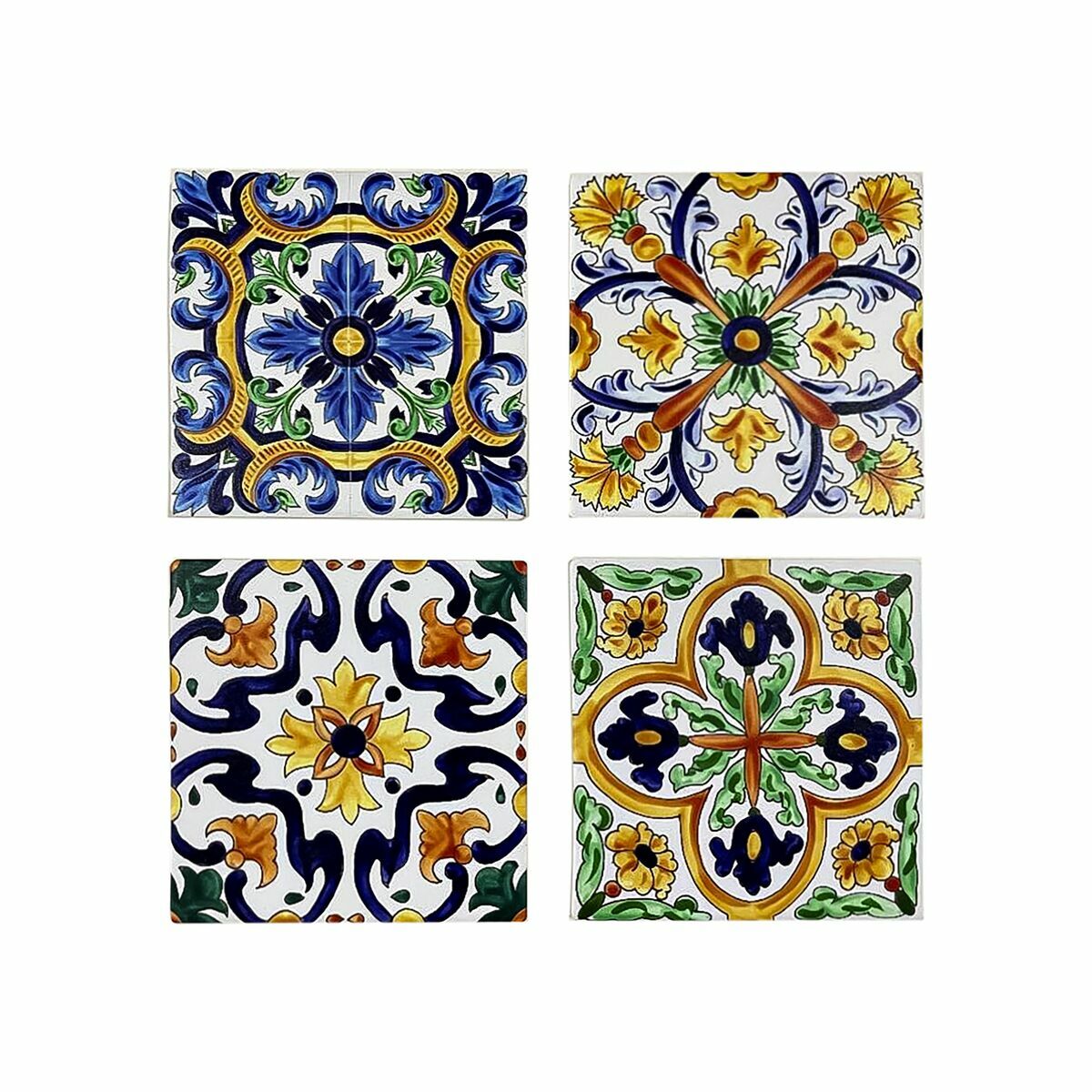Sottobicchieri DKD Home Decor Piastrella 4 Unità (10,8 x 10,8 x 0,7 cm)