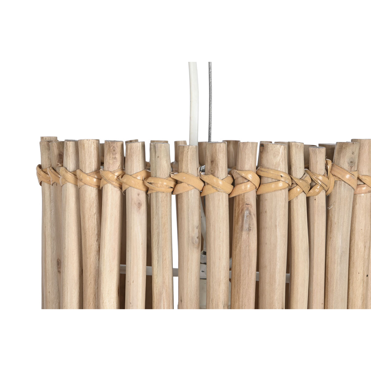 Lampadario Home ESPRIT Bianco Naturale Legno di eucalipto 50 W 20 x 20 x 40 cm - Image 4