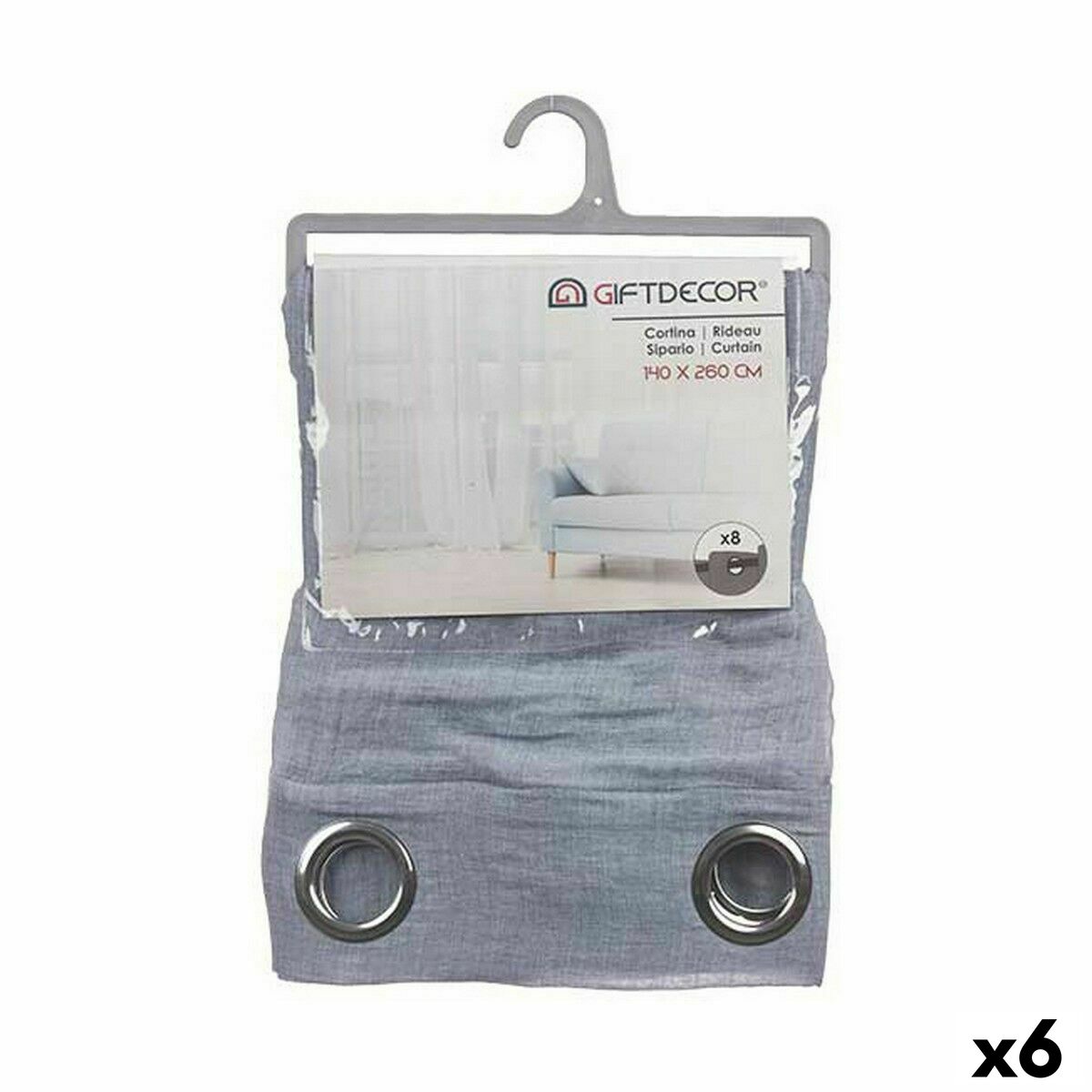 Tenda Gift Decor Azzurro 140 x 0,1 x 260 cm (6 Unità)