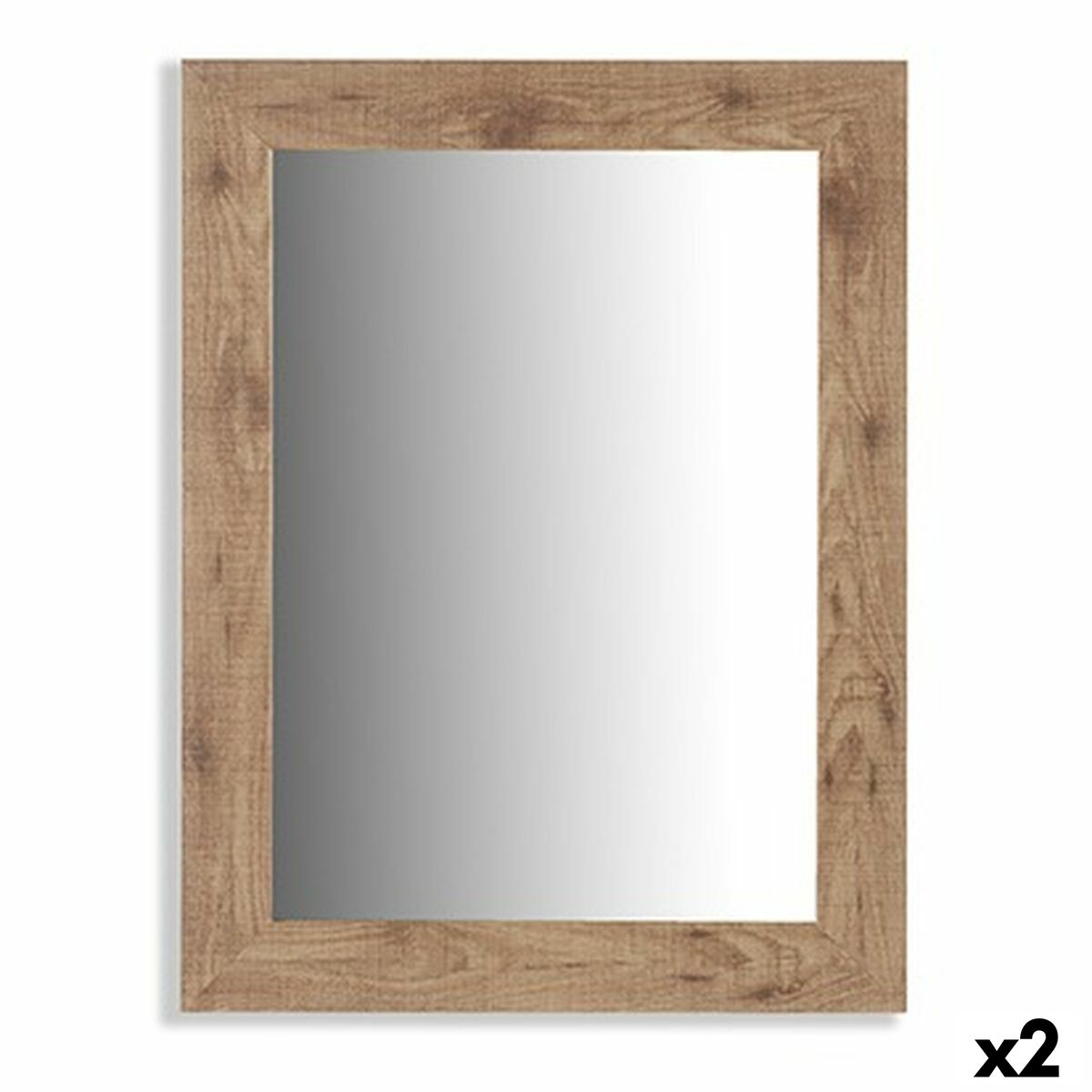 Specchio da parete Gift Decor Marrone 66 x 85 x 2 cm 64,5 x 84,5 x 1,5 cm Rettangolare (2 Unità)
