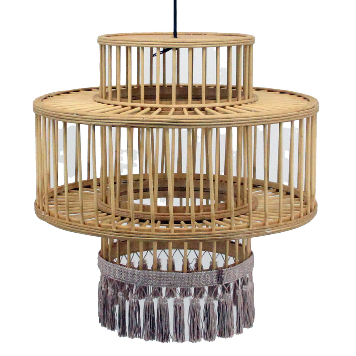 Lampadario DKD Home Decor Marrone Beige 50 W Frange Città 220 V 45 x 45 x 46 cm
