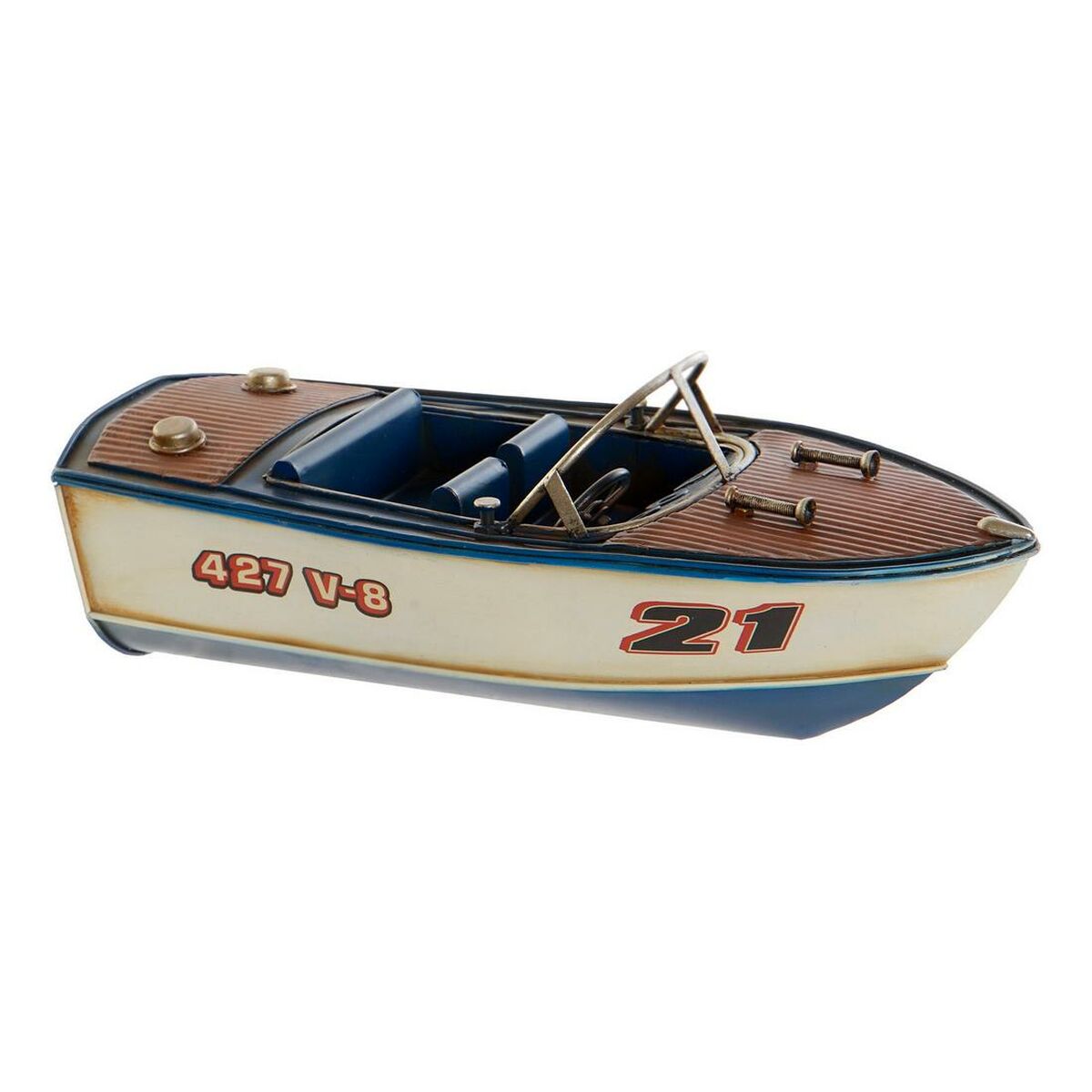 Veicolo DKD Home Decor Decorativo Azzurro Metallo Barca Vintage 31,5 x 14 x 13 cm (2 Unità)