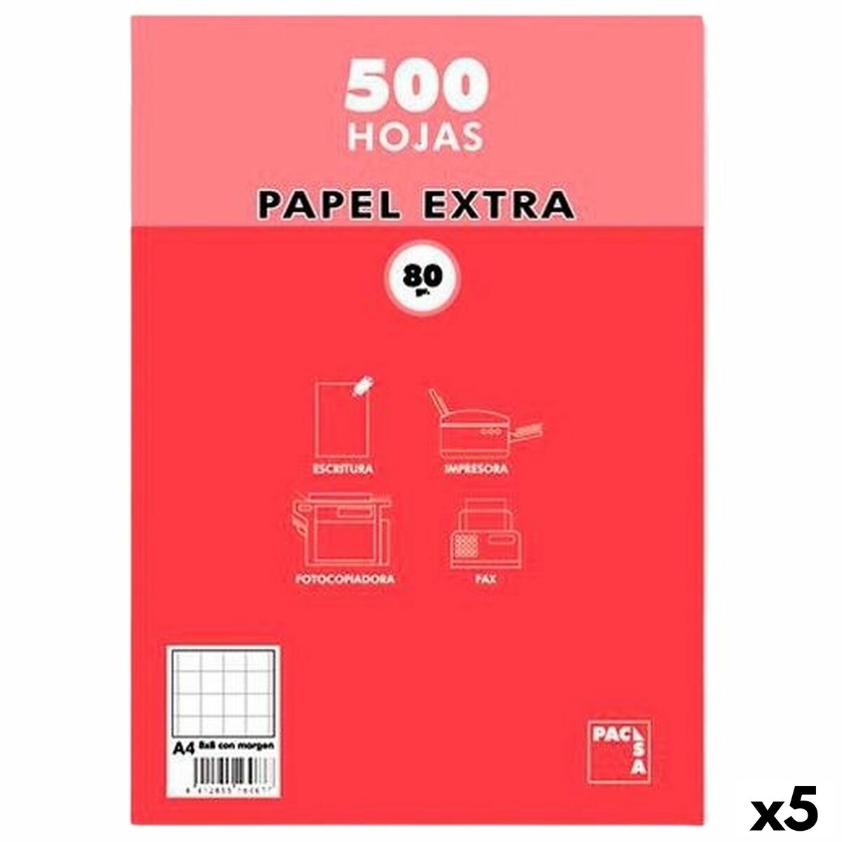 Carta Pacsa EXTRA Bianco A4 500 Fogli (5 Unità)