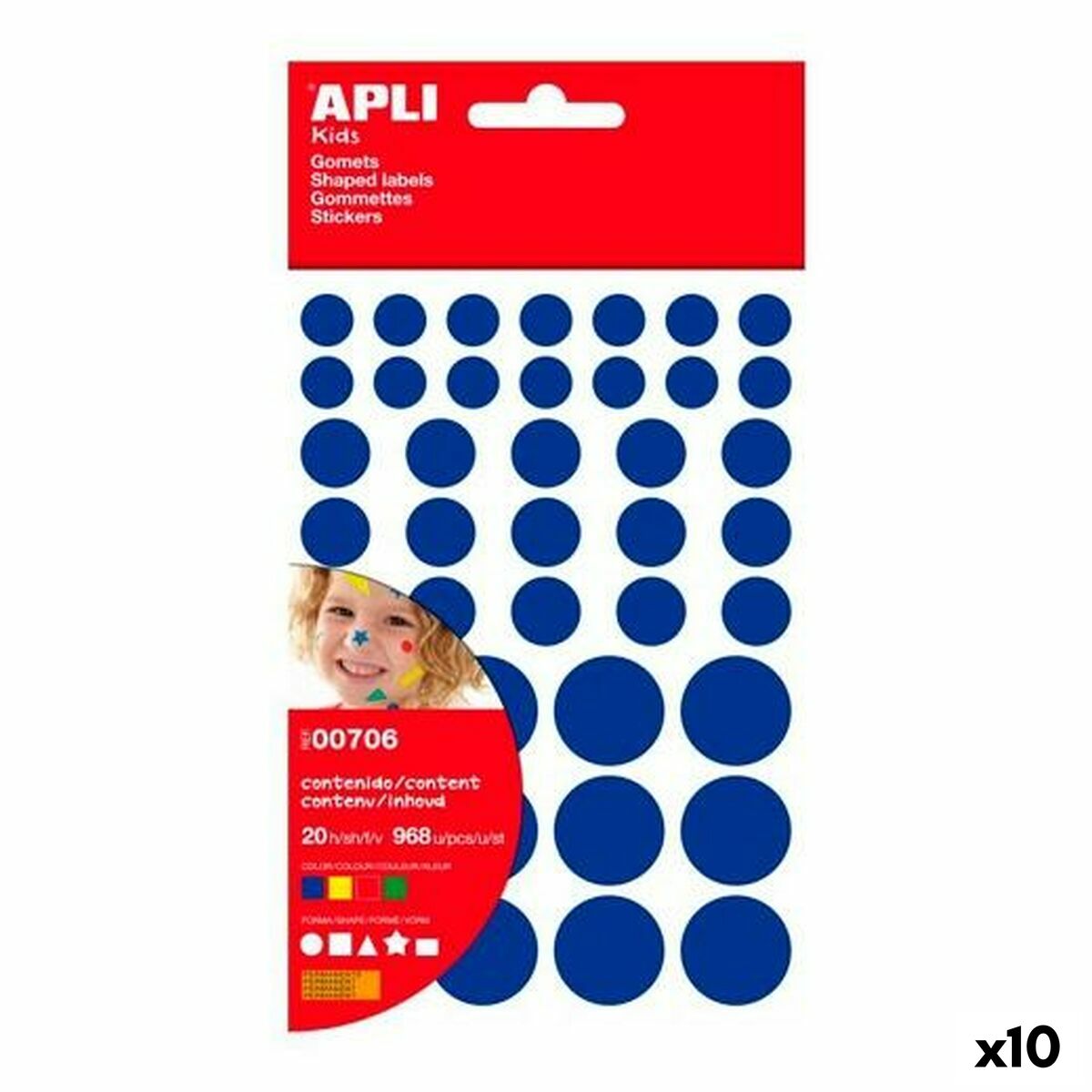 Adesivi Apli Gomets Multicolore Geometrico 20 Fogli (10 Unità)