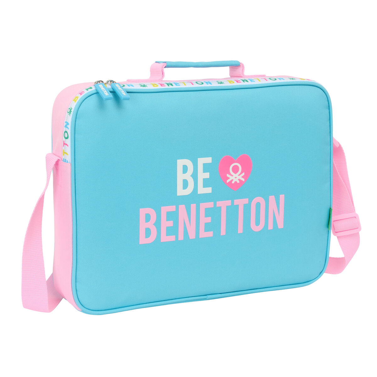 Borsa per la scuola Benetton Unique Rosa Turchese 38 x 28 x 6 cm