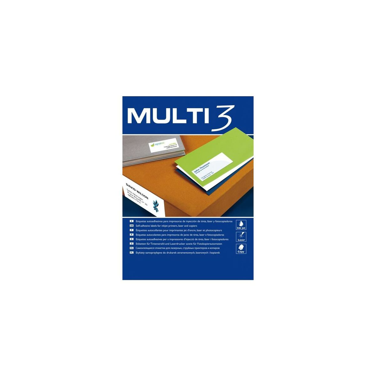 Etichette per Stampante MULTI 3 Bianco Dritto 100 fogli 70 x 33,8 mm Inkjet Láser (24 Unità)