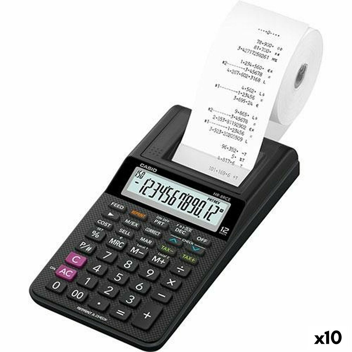 Calcolatrice stampante Casio HR-8RCE Nero (10 Unità)