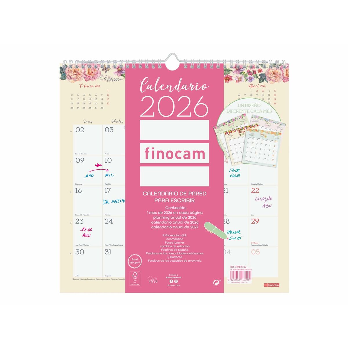 Calendario da parete Finocam Multicolore Carta 30 x 30 cm