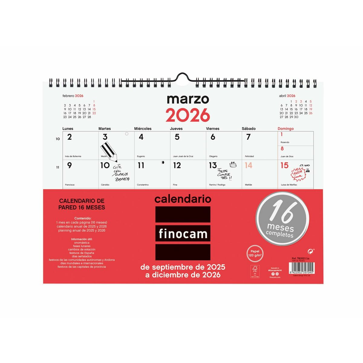 Calendario da parete Finocam