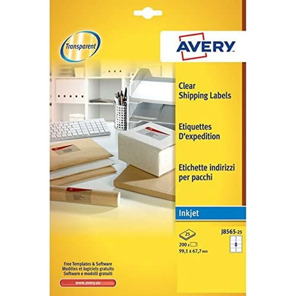 Etichette adesive Avery 99,1 x 67,7 mm Trasparente