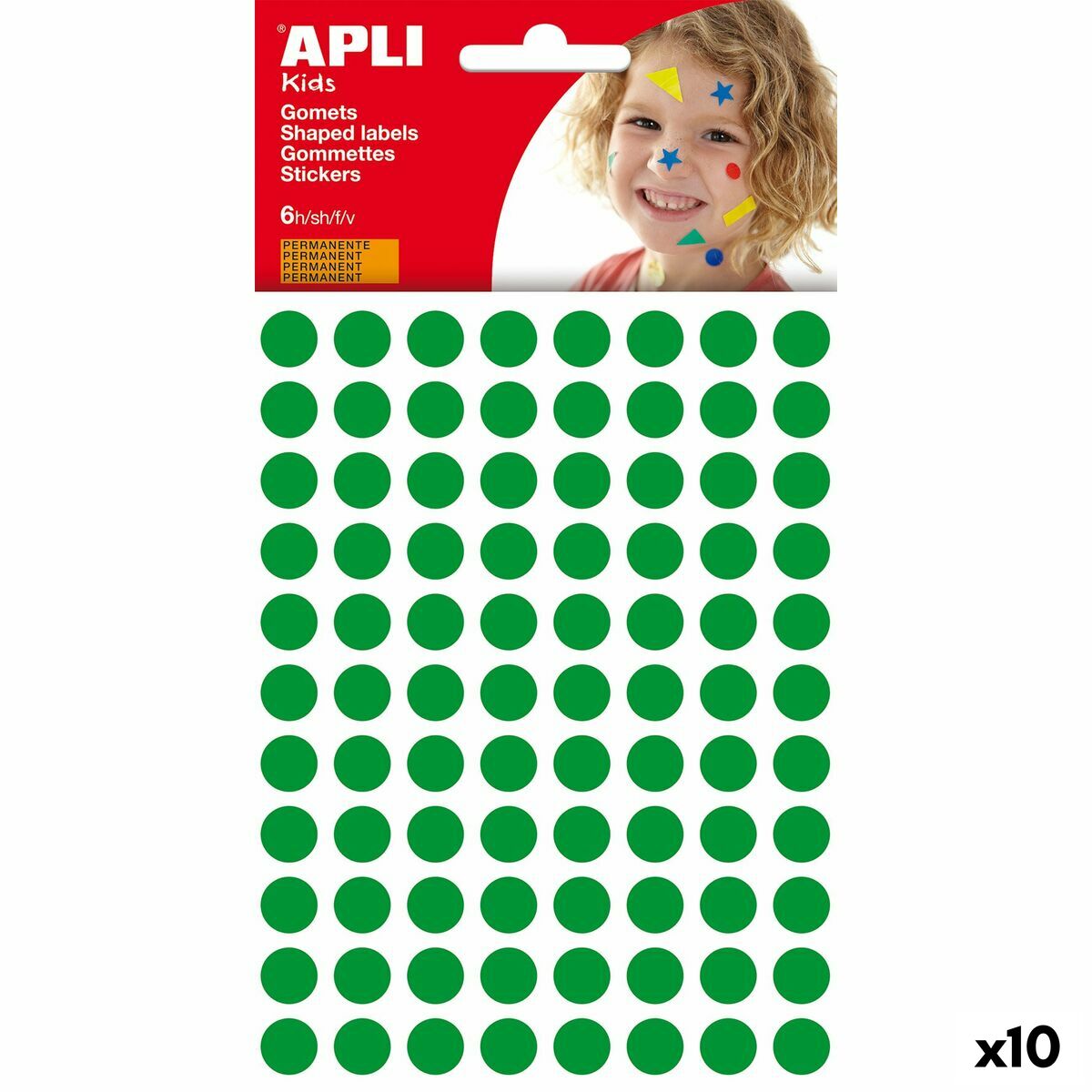 Adesivi Apli Kids Gomets Verde Rotondo (10 Unità)