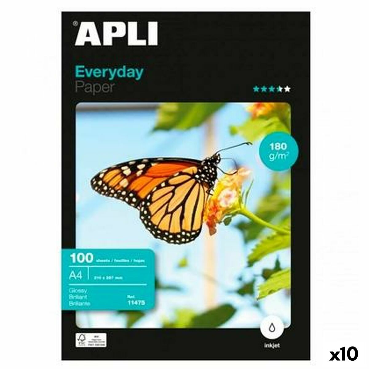 Carta Fotografica Lucida Apli EVERYDAY A4 100 fogli (10 Unità)