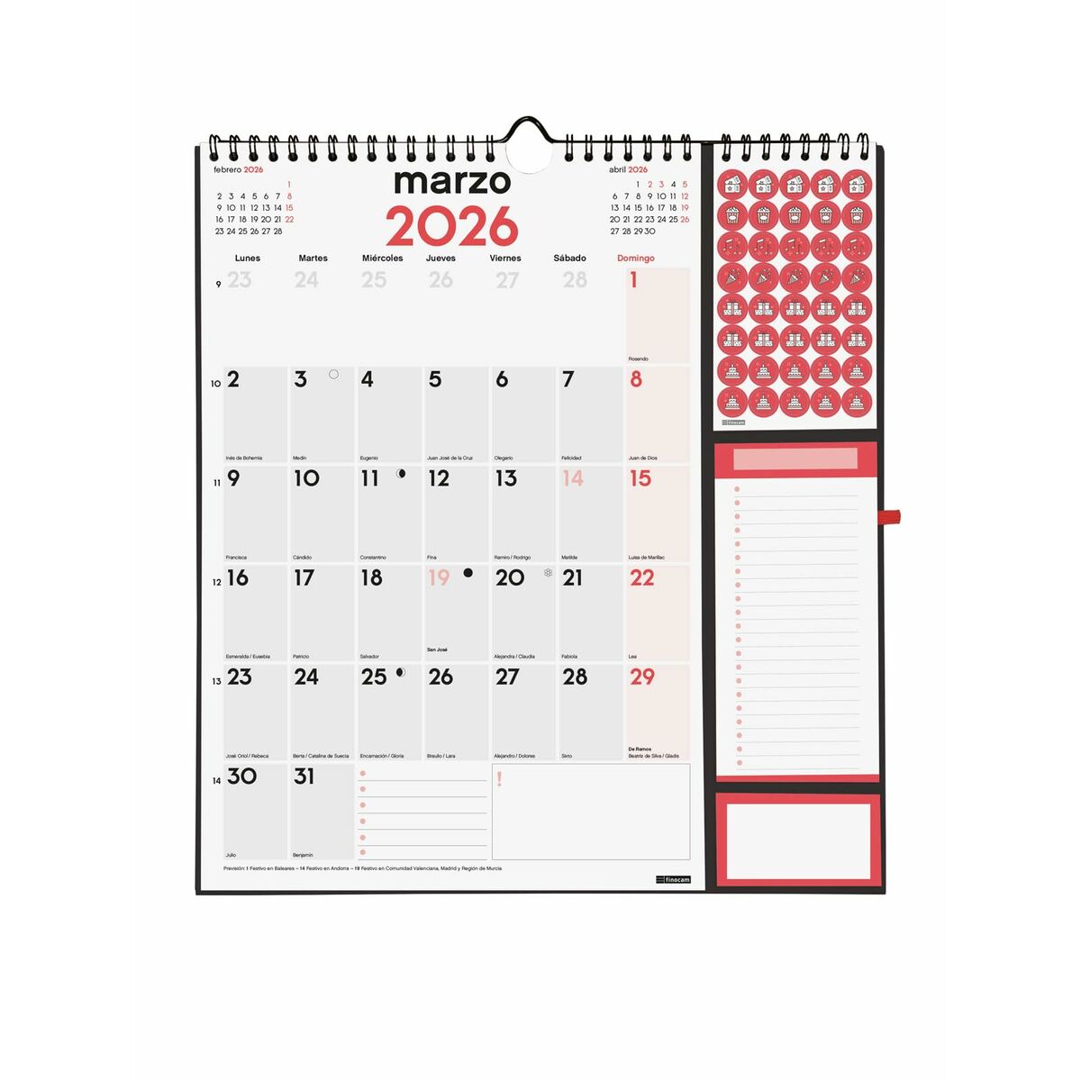 Calendario da parete Finocam Plus Carta 2026 21,5 x 32,5 cm - Image 3