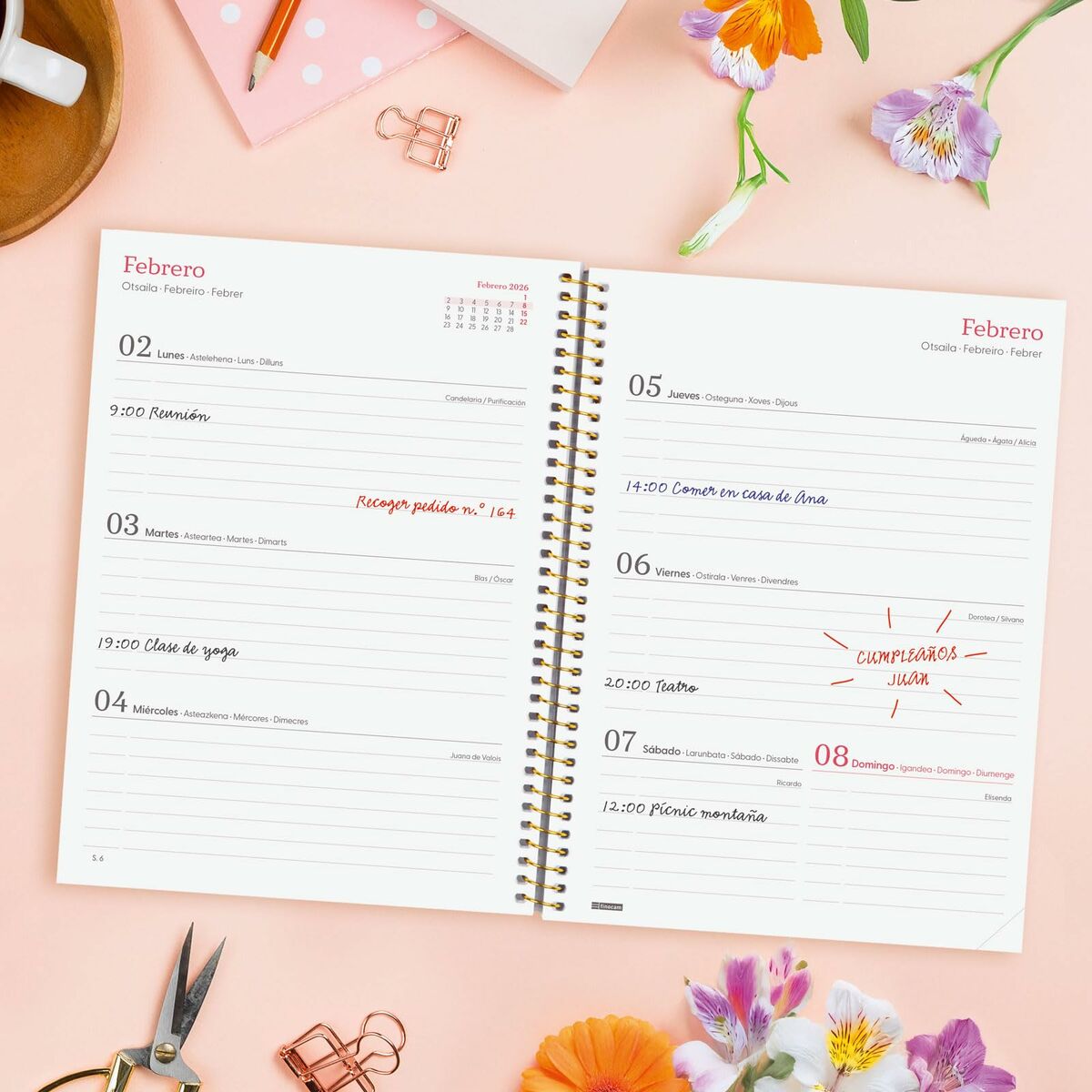 Agenda Finocam DESIGN COLLECTION Flora A5 15,5 x 21,2 cm 2026 - Image 3