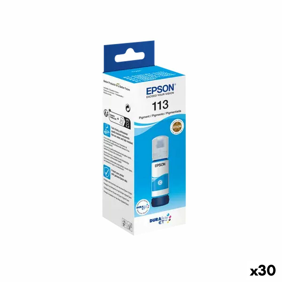 Ricarica inchiostro Epson ECOTANK ET-5850, ET-5800, ET-16650, ET-16600, ET-5880, ET-5170 - Nº 113 Ciano