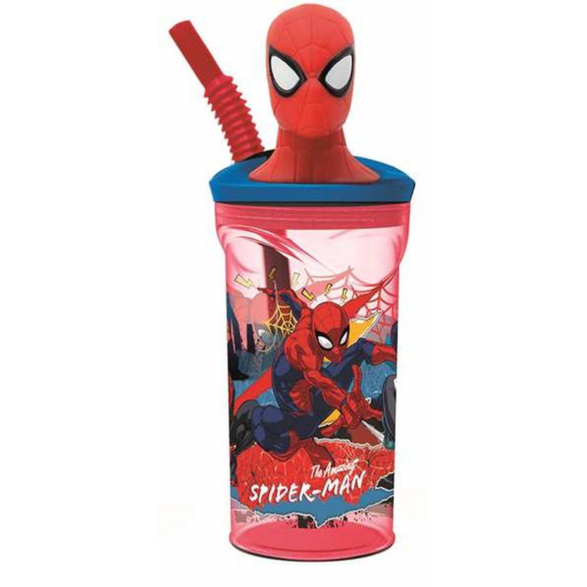 Bicchiere con Cannuccia Spider-Man Moving Target 360 ml 3D