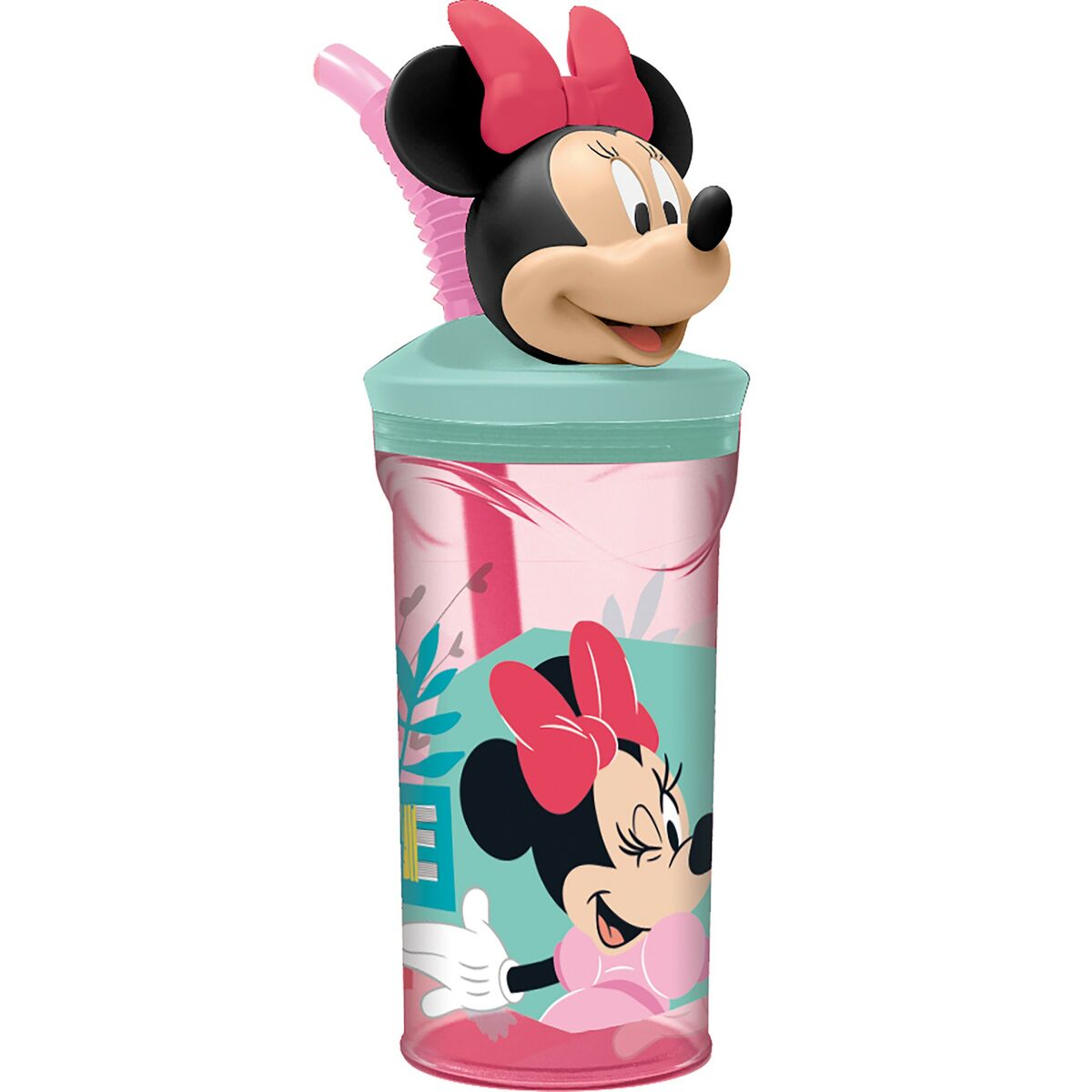 Bicchiere con Cannuccia Minnie Mouse CZ11337 3D Rosa