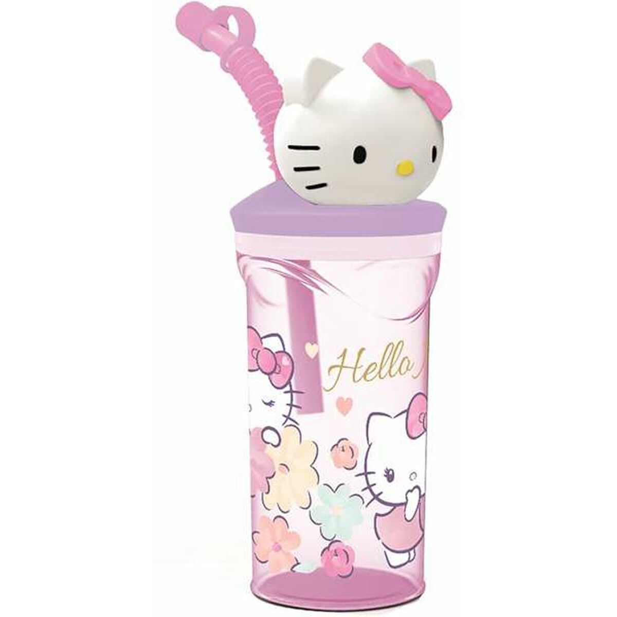 Bicchiere con Cannuccia Hello Kitty 360 ml 3D