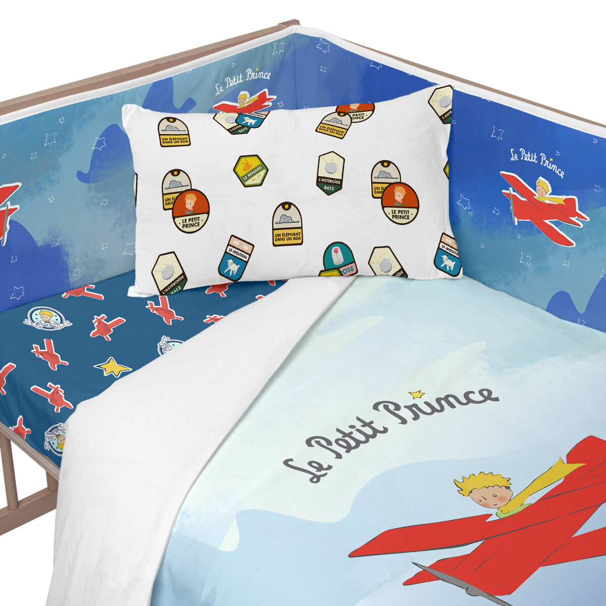 Paracolpi per culla HappyFriday Le Petit Prince Son avion Multicolore 210 x 40 cm - Image 3