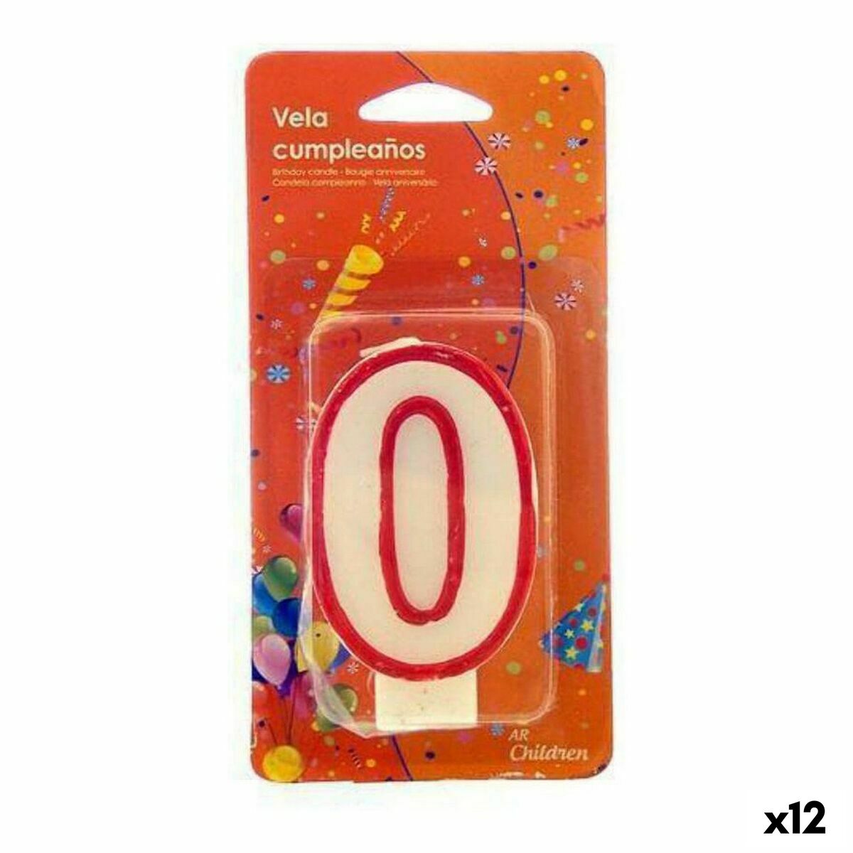 Candela Compleanno Numeri 0 Bianco Rosso (12 Unità)