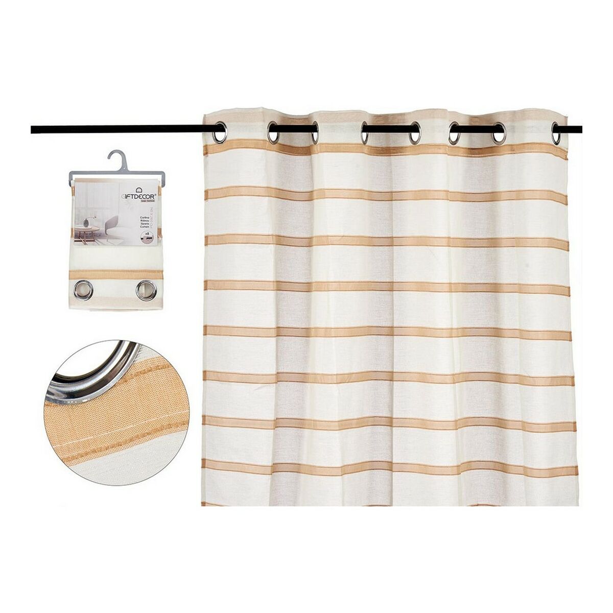 Tenda Gift Decor Marrone 140 x 0,1 x 260 cm Tenda pura Righe