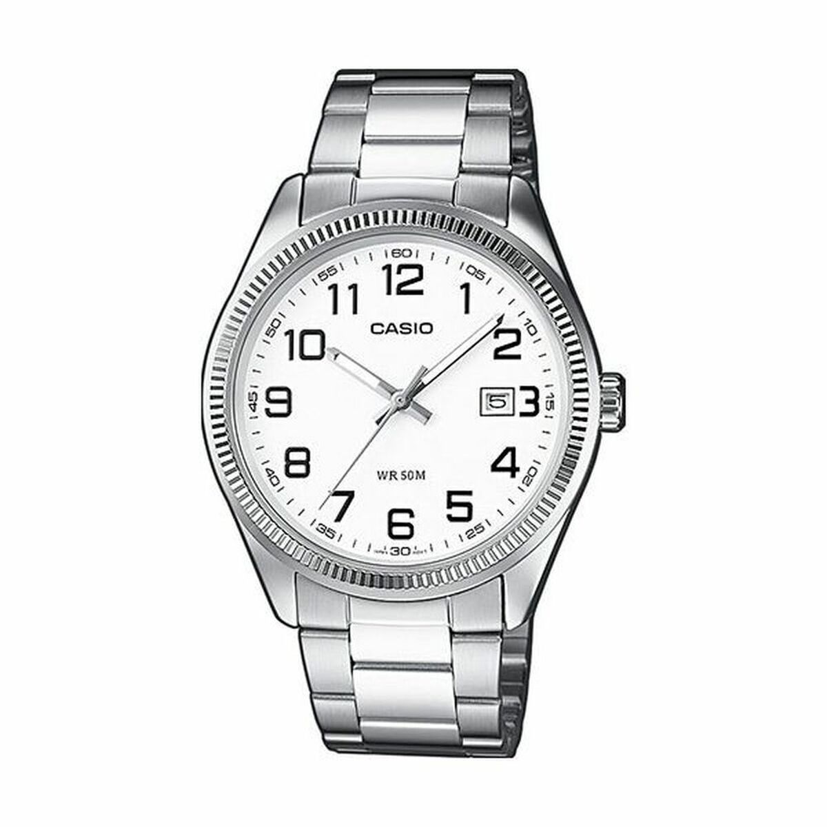Orologio Unisex Casio DATE Bianco Argentato (Ø 39 mm) (Ø 38,5 mm)