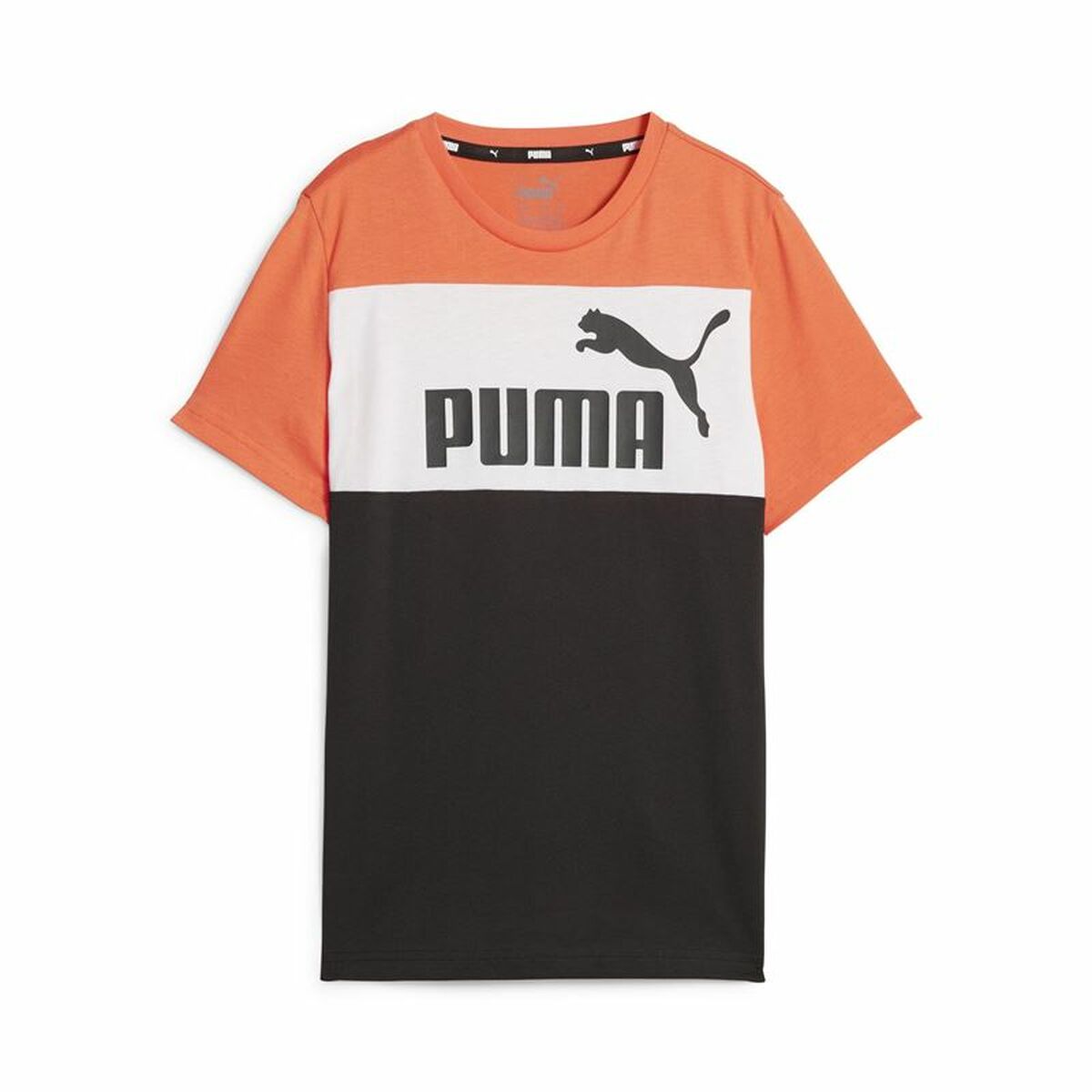Maglia a Maniche Corte per Bambini Puma Ess Block Nero Arancio Taglia:9-10 Anni