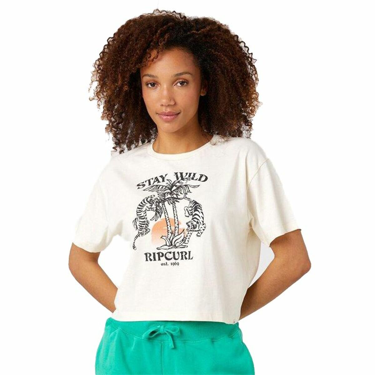 Maglia a Maniche Corte Rip Curl Stay Wild  Bianco Taglia:M