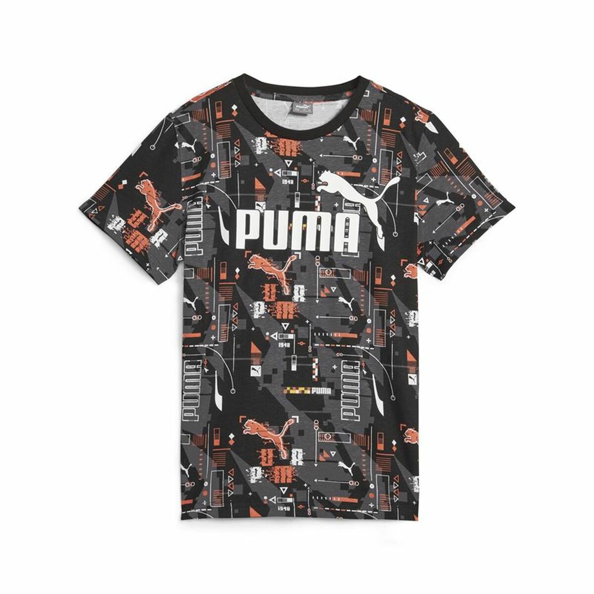 Maglia a Maniche Corte per Bambini Puma Ess+ Futureverse Aop Nero Taglia:Taglia - 7-8 Anni