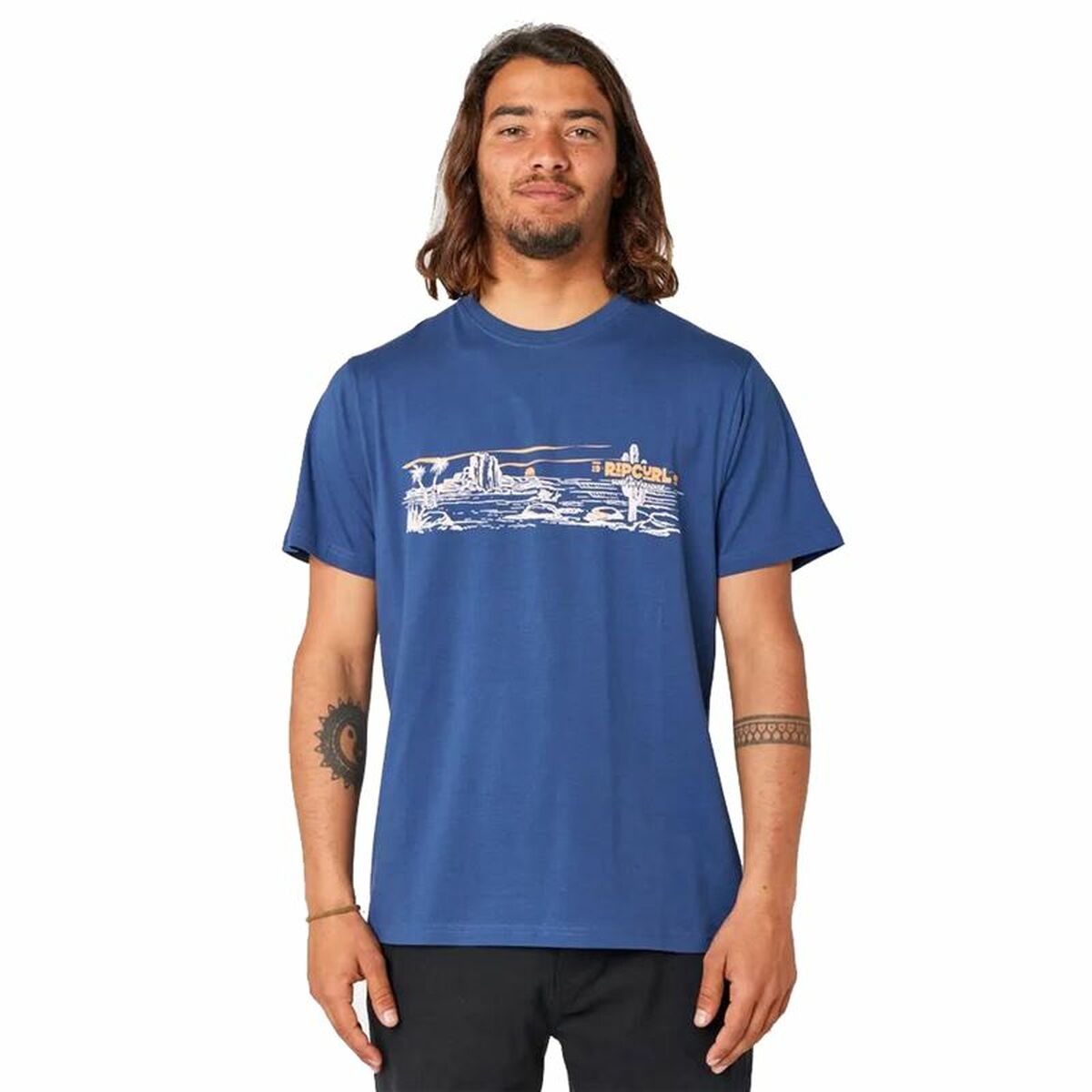 Maglia a Maniche Corte Uomo Rip Curl Paradise Land Azzurro Taglia:M