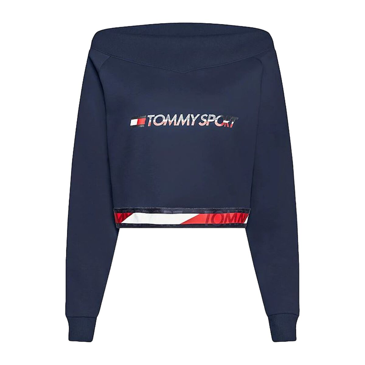 Felpa senza Cappuccio Donna Tommy Hilfiger Crop V Neck Blu scuro Taglia:L