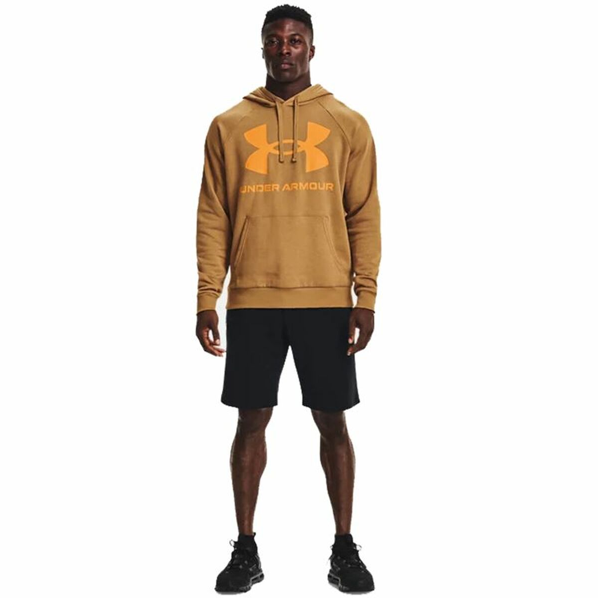 Felpa con Cappuccio Uomo Under Armour Rival Big Logo Ocra Taglia:M - Image 3