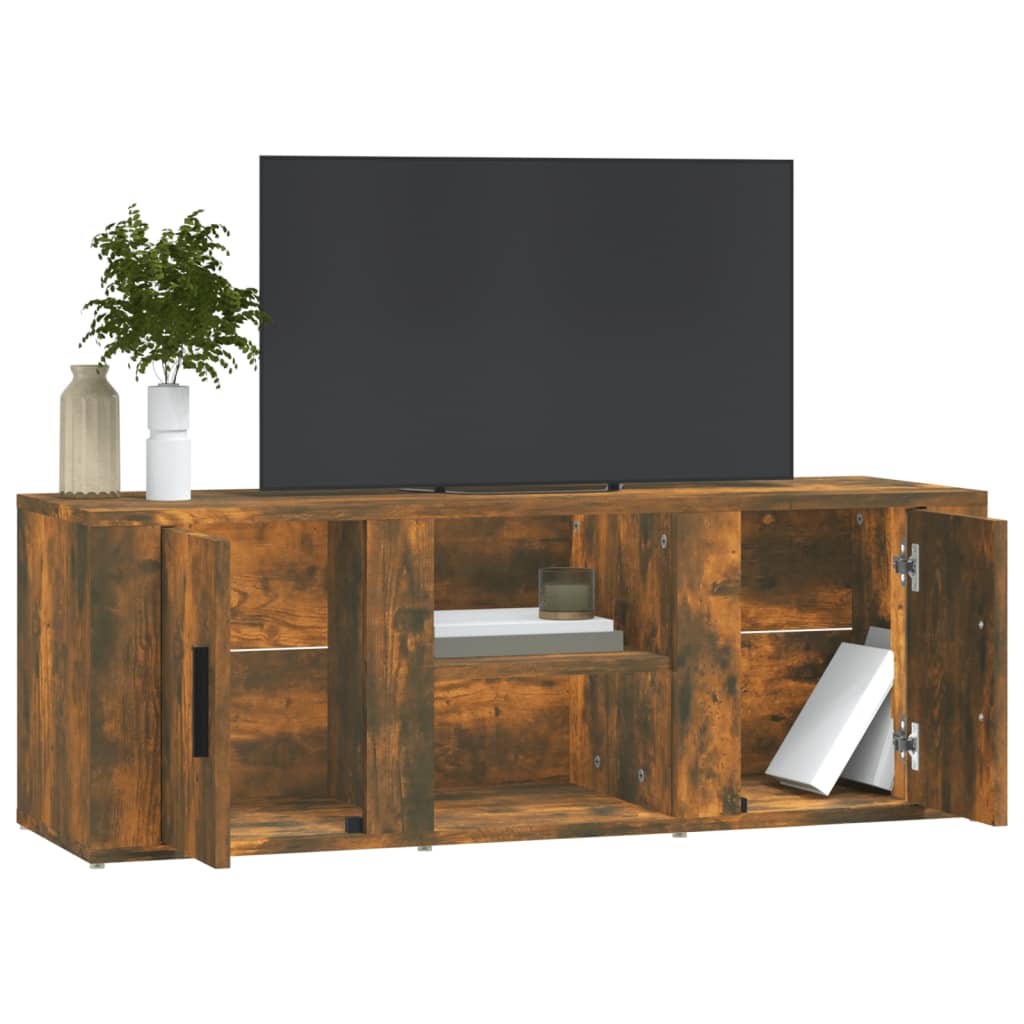 vidaXL Meuble TV Chêne fumé 100x31,5x35 cm Bois d'ingénierie - Image 4