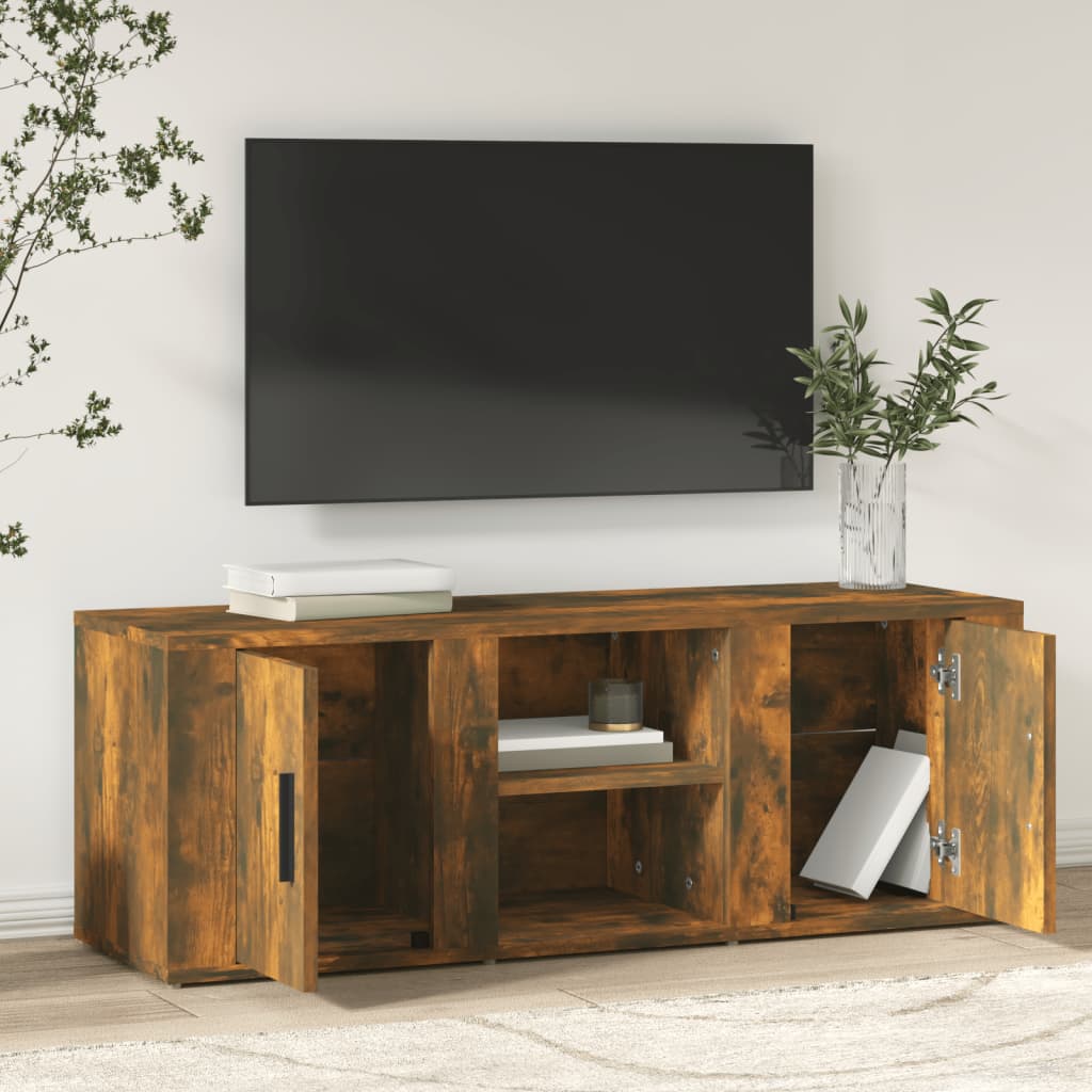 vidaXL Mueble de TV madera contrachapada roble ahumado 100x31,5x35 cm - Image 3