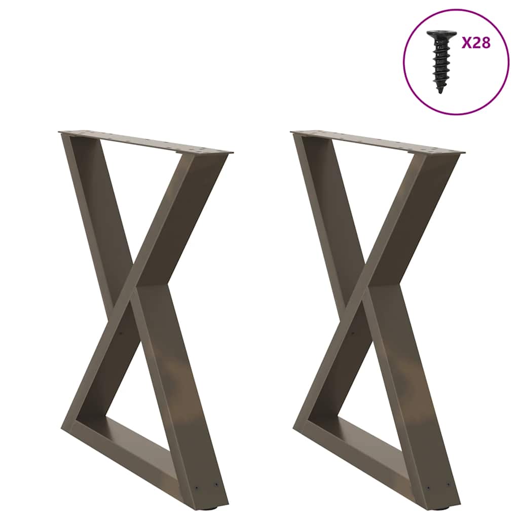 vidaXL Patas para mesa de comedor (2 unidades, acero natural, 80 x 72-73,3 cm)