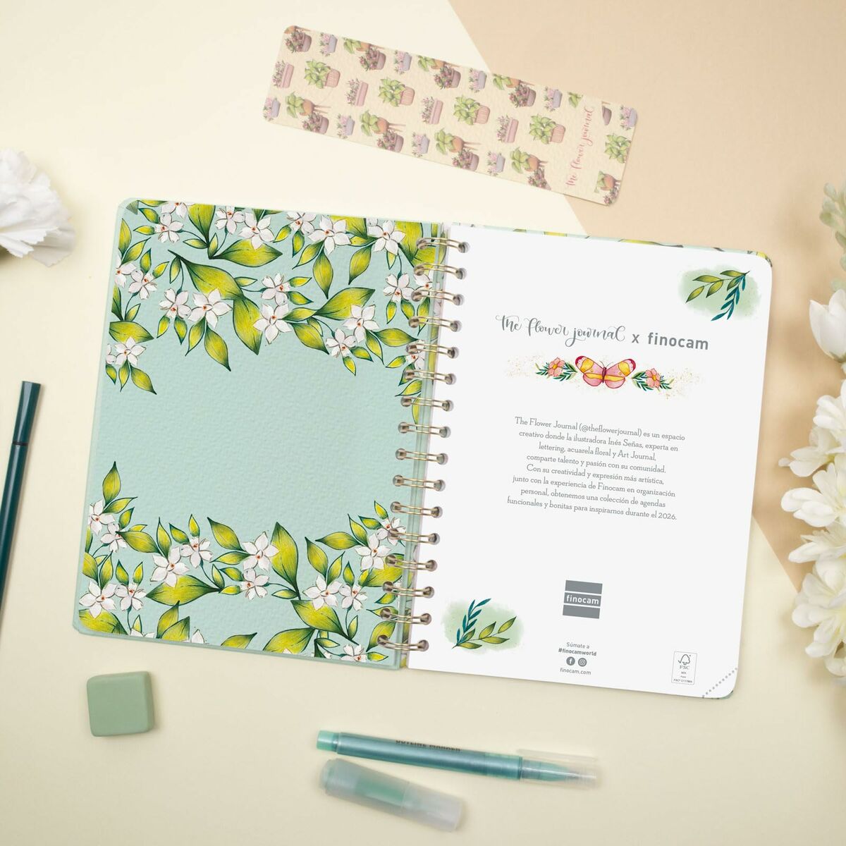 Agenda Finocam THE FLOWER JOURNAL A5 15,5 x 21,2 cm Verde 2026 - Image 3
