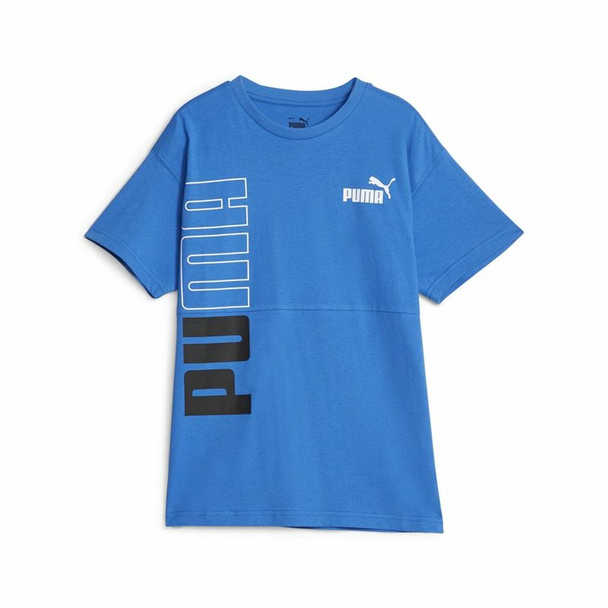 Maglia a Maniche Corte per Bambini Puma Power Colorblock Azzurro Taglia:Taglia - 7-8 Anni