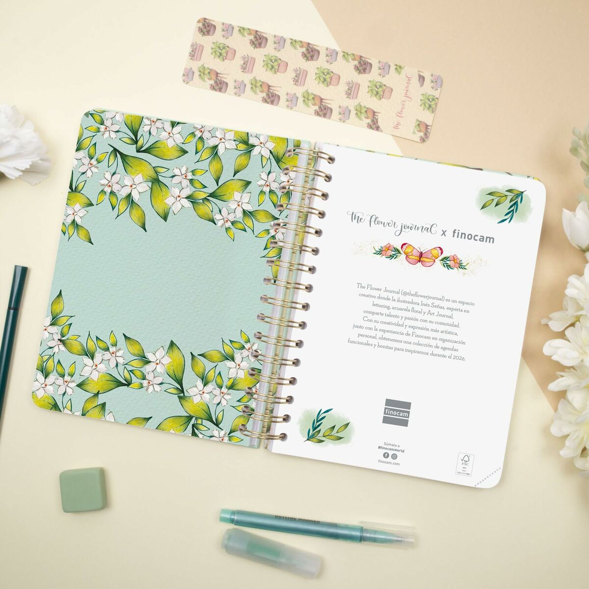 Agenda Finocam THE FLOWER JOURNAL A5 15,5 x 21,2 cm Verde 2026 - Image 3