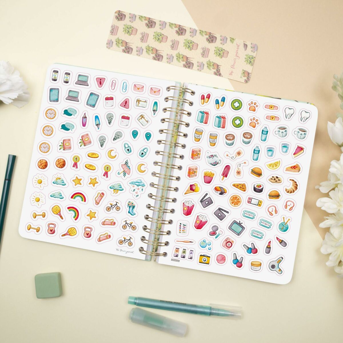 Agenda Finocam THE FLOWER JOURNAL A5 15,5 x 21,2 cm Verde 2026 - Image 6